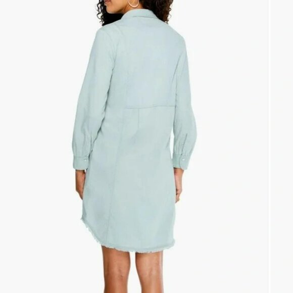 NIC+ZOE Anthropologie Denim Shirtdress Button Up Long Sleeve Light Blue Sz L - Picture 2 of 8